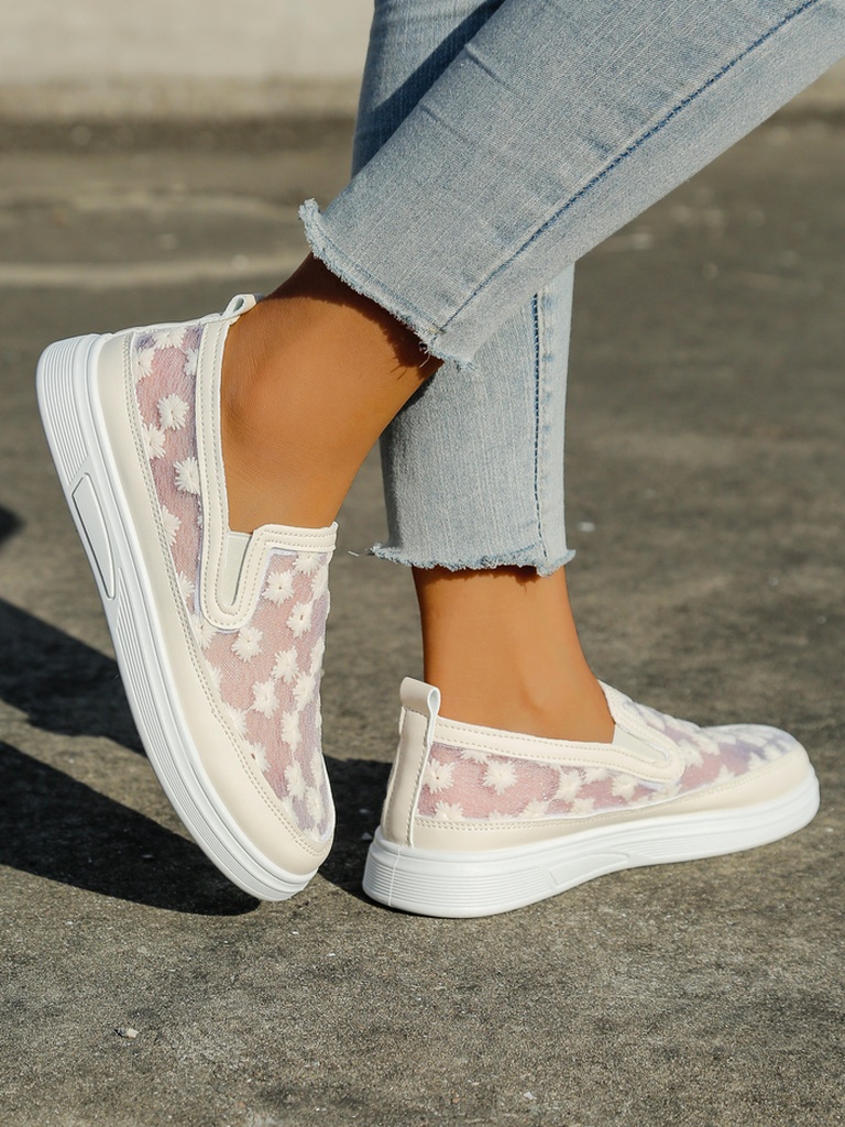 Mocassins pour femmes Royalfashion en maille avec fleurs Emzos