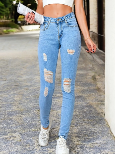 Royalfashion Jean tube femme avec frottement 5717-6