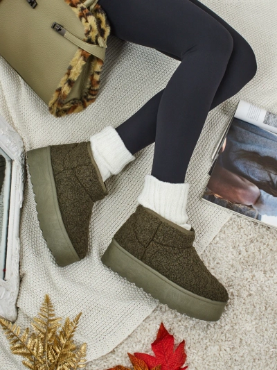 Bottes courtes imitation bottes de neige pour femmes Marellin