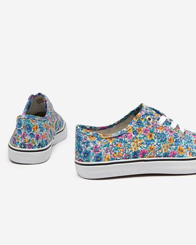 OUTLET Baskets femme bleues à fleurs Sertoli - Footwear