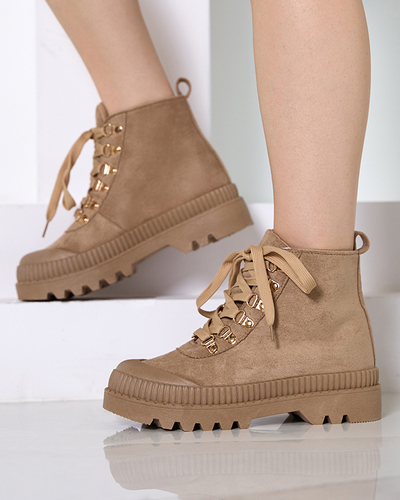 Bottines à lacets femme marron clair a'la trappers Neridas - Chaussures