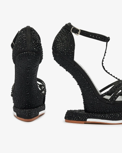 Escarpins noirs pour femme avec zircons Nekko- Footwear