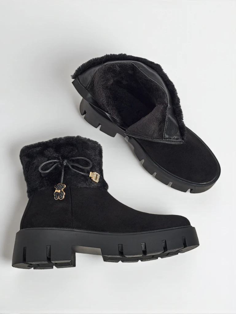 Bottines hautes pour femmes en éco-daim avec fourrure Vernaya