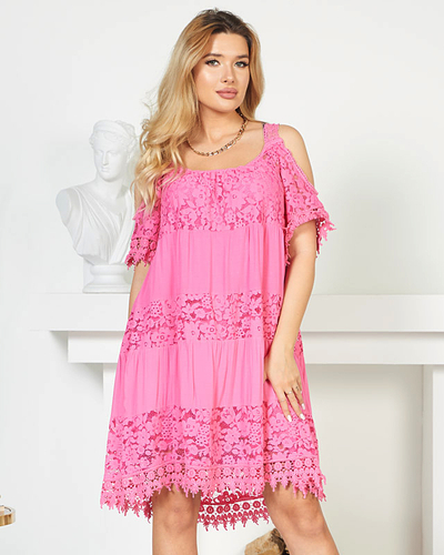 Robe été femme dentelle fuchsia - Vêtements