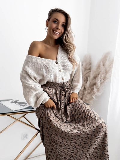 Jupe maxi plissée à motifs pour femme marron clair - Vêtements