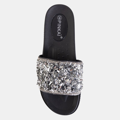 Sandales plates-formes argentées pour femmes avec oxyde de zirconium Lorenali - Chaussures