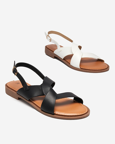 Sandales noires à talons plats pour femmes Yojto- Footwear