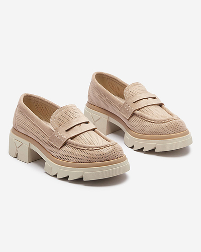 Mocassins ajourés pour femmes, marron clair, sur une semelle solide Ejina - Footwear