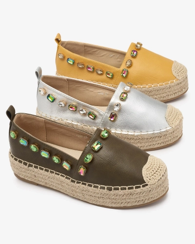 Espadrilles jaunes avec cristaux pour femme Ziennie - Chaussures