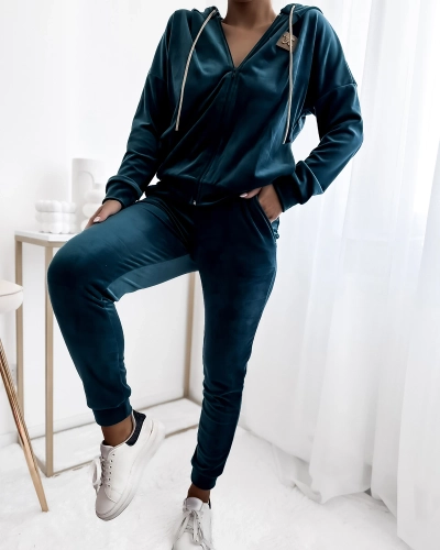 Royalfashion Ensemble de sweatshirt femme turquoise avec patch