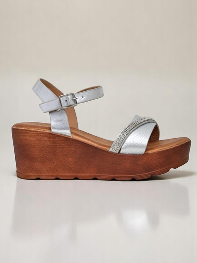 Sandales compensées pour femmes Royalfashion avec strass et paillettes Aurora Glow