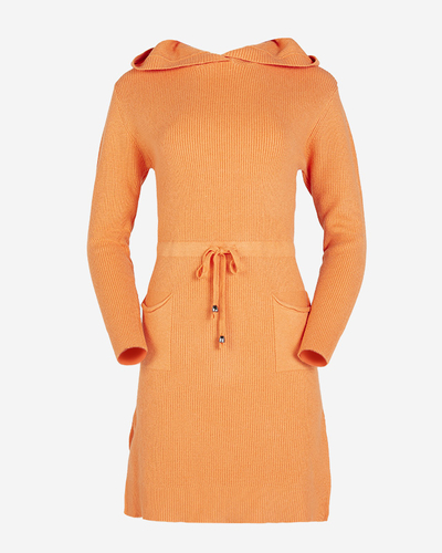 Robe pull à capuche femme orange - Vêtements