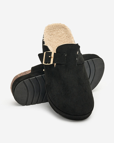 Royalfashion Pantoufles pour femmes avec peau de mouton et boucle Kajis