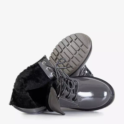 OUTLET Boots femme laquées gris foncé Lesita - Chaussures