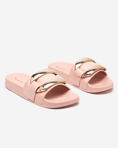 Chaussons femme rose avec ornement Serina doré - Footwear