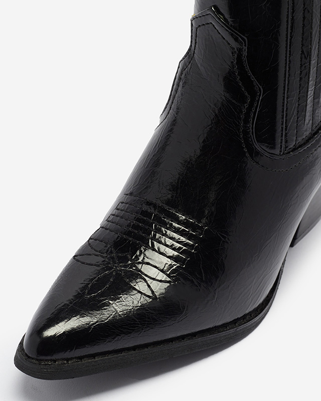 Santiags en cuir écologique noir sur tige basse Subin - Footwear