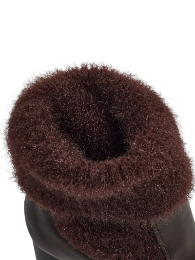 Bottines femme en cuir écologique à talons épais avec tricot Tirave