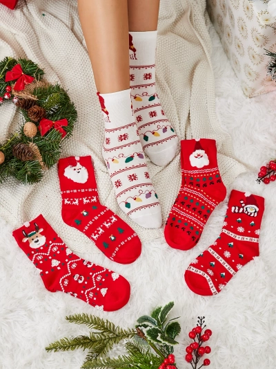 Royalfashion Chaussettes Longues de Vacances pour Femmes 5/pack