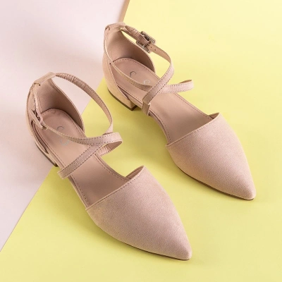 OUTLET Ballerines femme beiges à talons plats Lerma - Chaussures