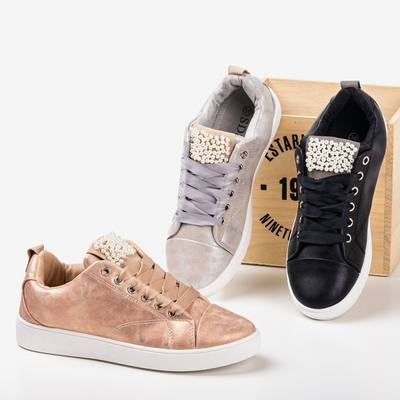 Sneakers gris clair ornées de perles Palivia - Footwear 1