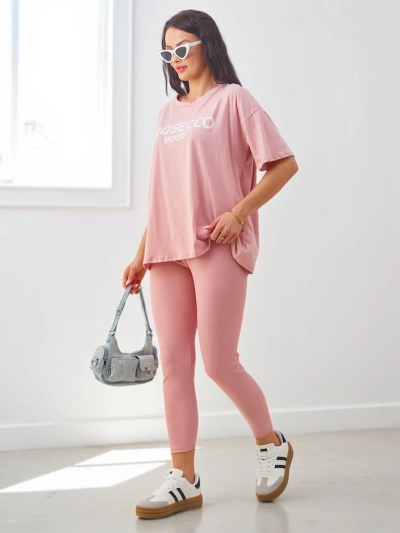 Ensemble en coton Royalfashion pour femmes avec manches courtes et leggings