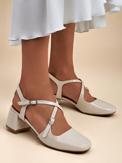 Royalfashion Escarpins pour femme à petits talons avec brides décoratives Lollita