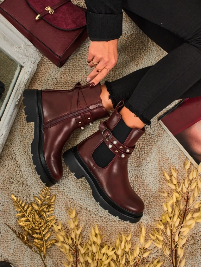 Bottines montantes pour femmes en cuir écologique Pearl Mist