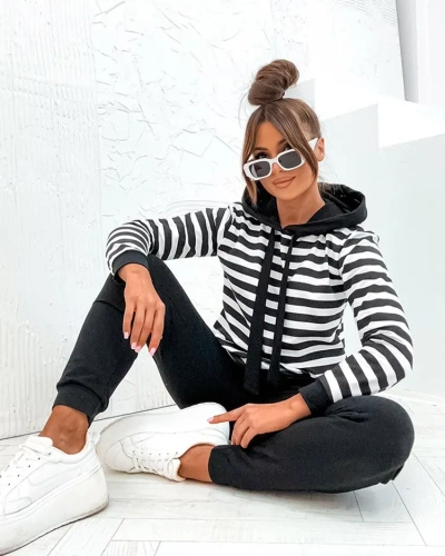 Royalfashion Ensemble coton rayé pour femme