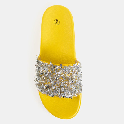 Pantoufles pour femmes jaunes avec zircone cubique Onesti - Chaussures