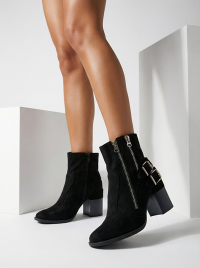 Royalfashion Bottes noires pour femme avec embellissement Feirrgo