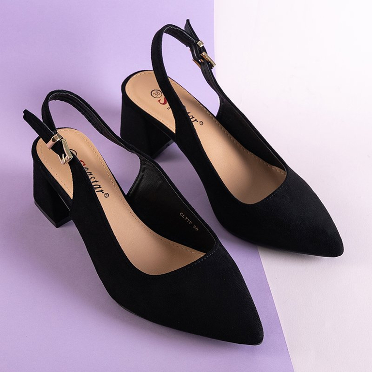 Sandales en éco-suède noires pour femmes sur un poteau Panella - Chaussures