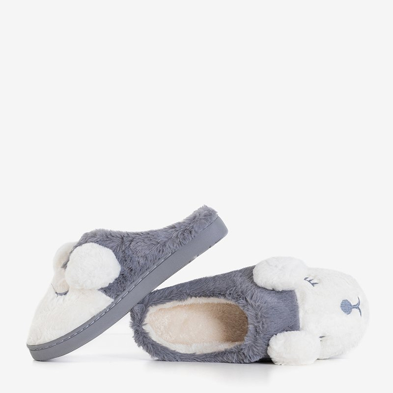 Chaussons unis femme gris et blanc - Chaussures