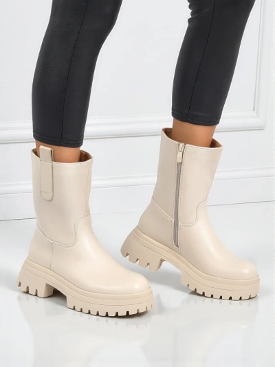 Bottines montantes pour femmes en cuir écologique Scarlet Mist