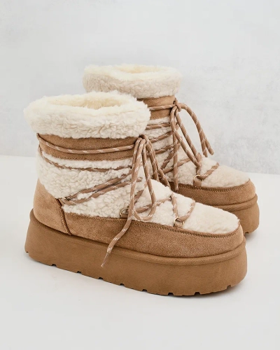 Royalfashion Bottes de neige à lacets pour femme Evonie