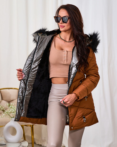 Royalfashion Veste d'hiver pour femme marron
