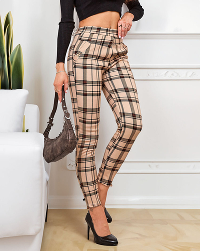 Royalfashion Teggings femme à carreaux réchauffés