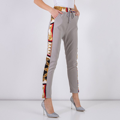 Pantalon femme à motifs gris - Vêtements