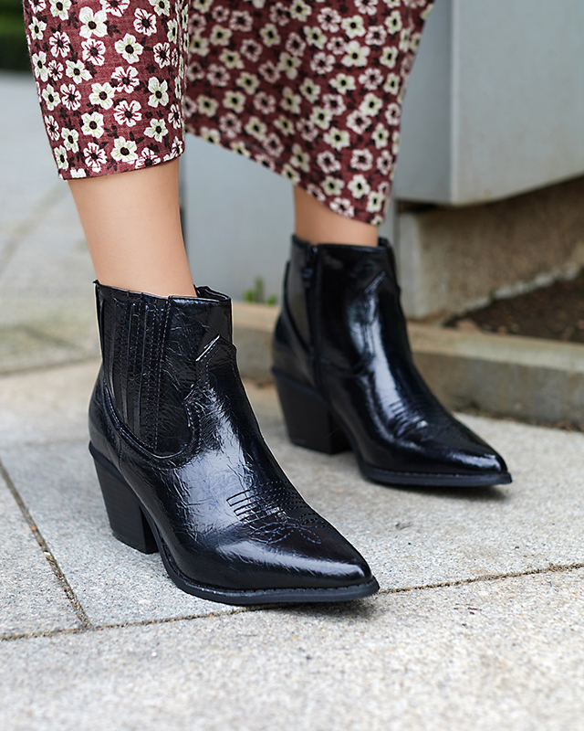 Santiags en cuir écologique noir sur tige basse Subin - Footwear