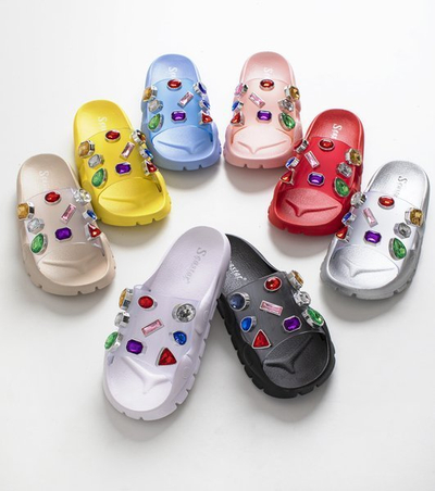 Chaussons rose clair avec galets Tamarice - Footwear