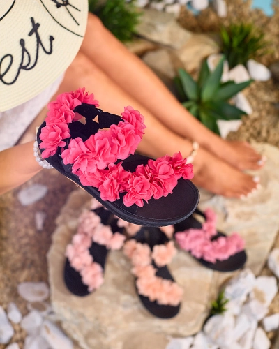 Royalfashion Sandales à fleurs pour femmes Fuchsia Alferroy