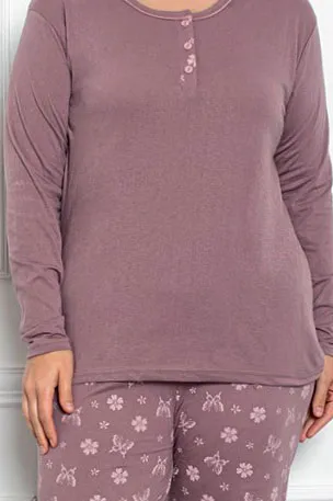 Royalfashion Pyjama Femme en Coton 2 Pièces Papillon GRANDE TAILLE