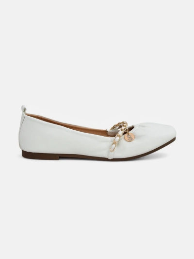 Ballerines blanches pour femmes Callista avec chaîne – cuir écologique, classique italien