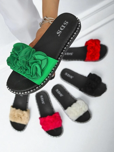 Royalfashion Mules à semelle plate pour femme Flora Verde