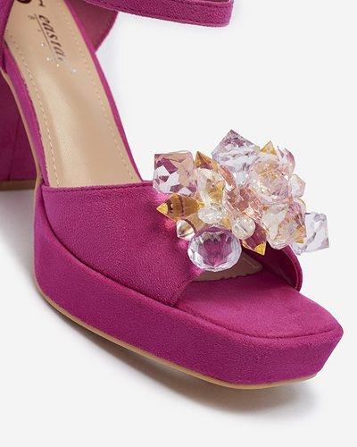 Fuchsia Sandales à talons hauts pour femmes avec cristaux Celidi - Footwear