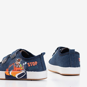 Baskets enfant bleu marine ornées de corail - Chaussures