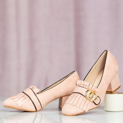 Escarpins roses avec des décorations sur les talons bas Ever - Chaussures 1