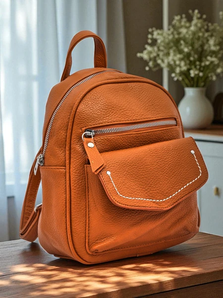 Élégant sac à dos pour femmes Calista Camel en cuir écologique Królewska Moda