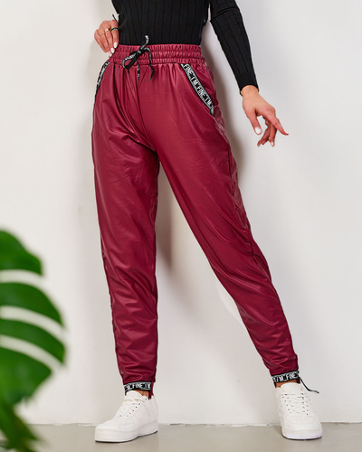 Royalfashion Pantalon Loose en cuir eko pour femme en bordeaux