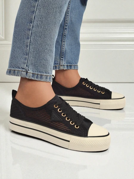 Melania Nero – baskets pour femmes en tissu mesh à semelle plate de 3 cm