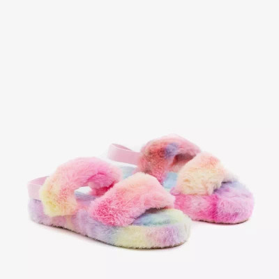 Babouches femme multicolores en fourrure Narda - Footwear